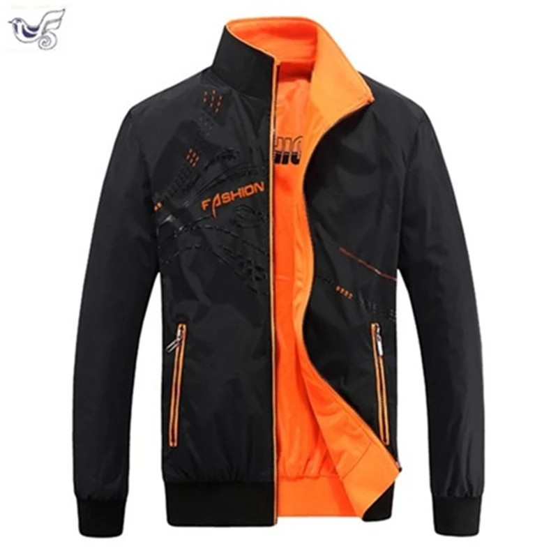 

XIYOUNIAO spring new men`s WindBreaker Both Side Wear Thin Bomber Jacket fashion winter male sporting black coat size L~5XL