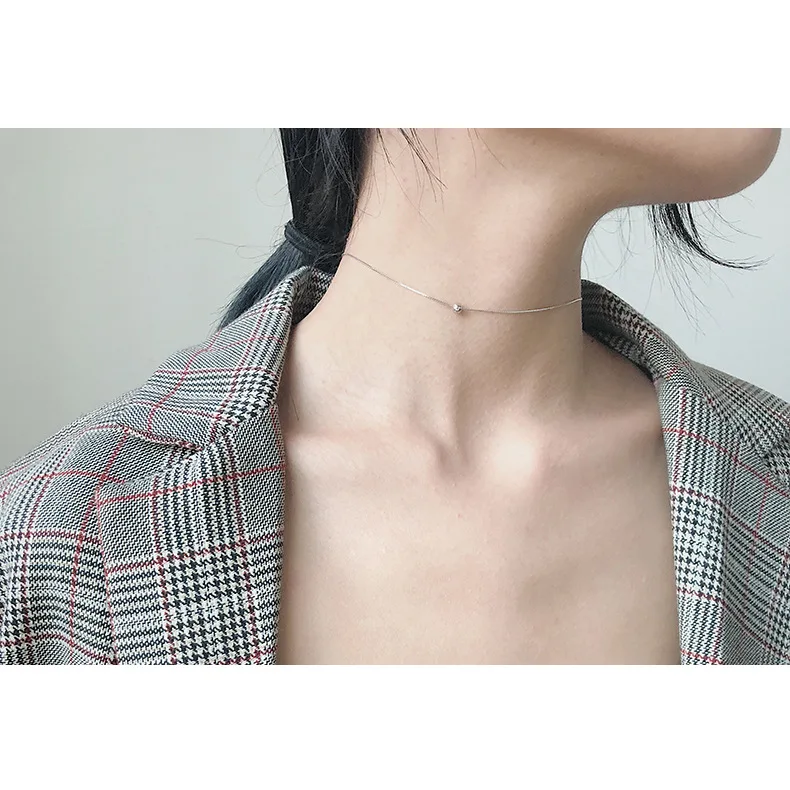 

925 sterling silver choker necklace women accessories, minimalist little ball chocker necklaces collares femme colar jewellery