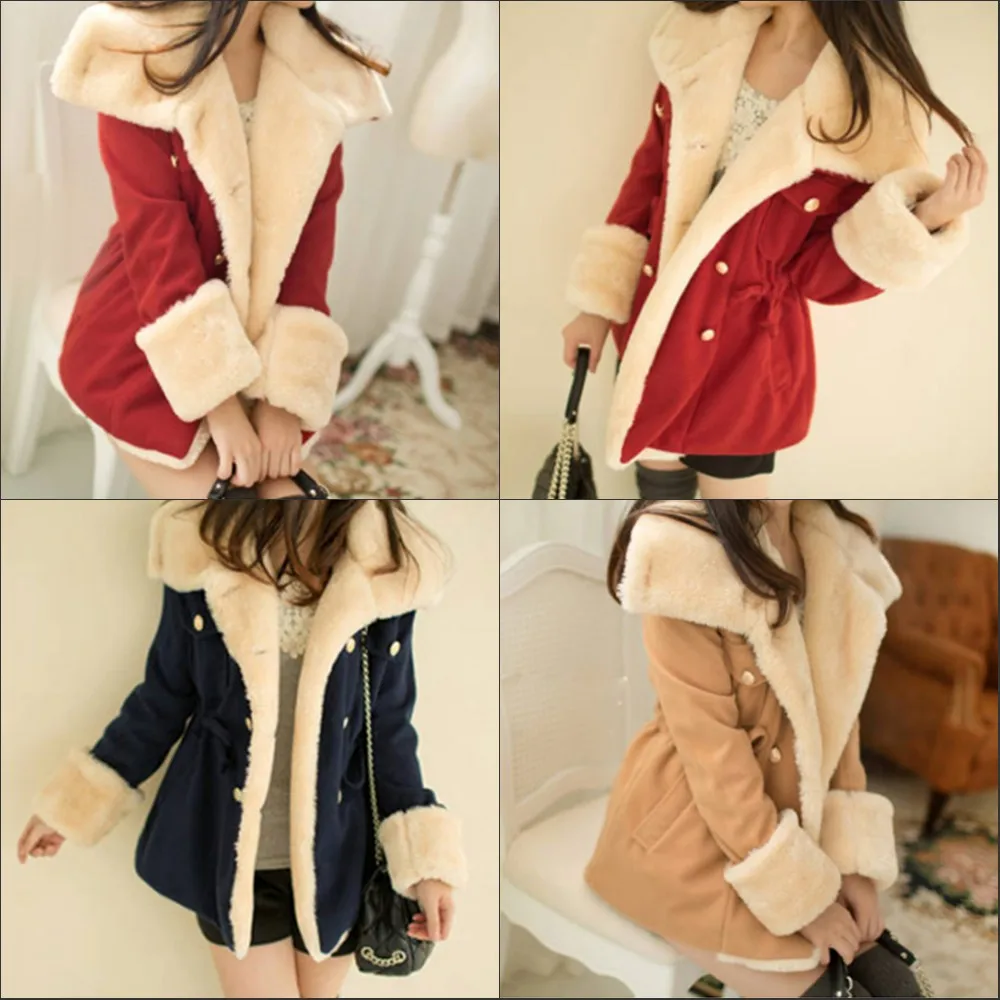 price cut  Women's Winter Double Breasted Mid Length Thick Warm Soft Breathable Comfortable Faux Lamb Wool Lin