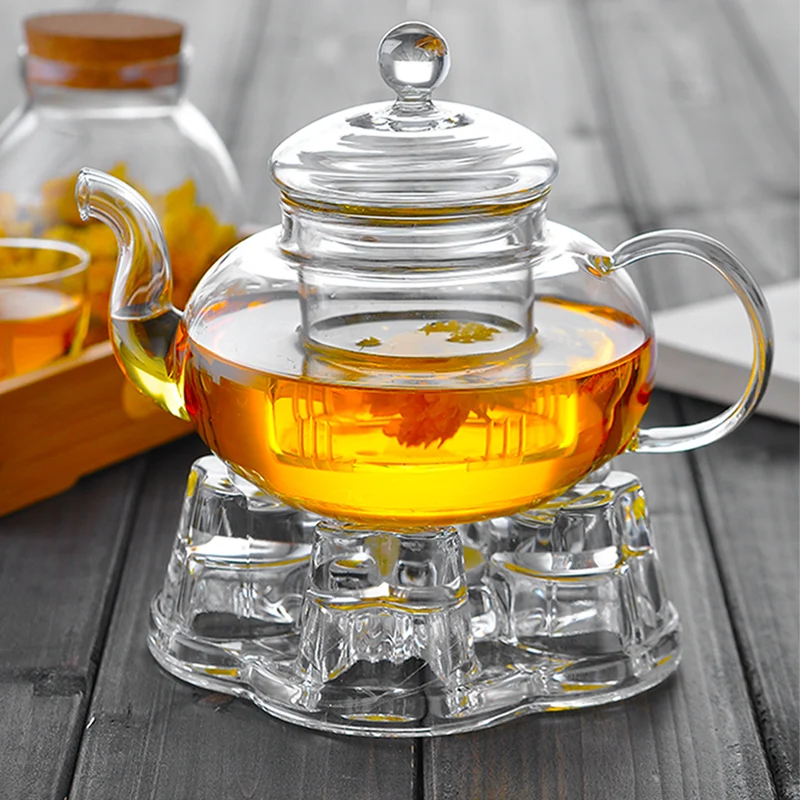 

High quality Heat Resistant Glass Flower Tea Pot,Practical Bottle Flower TeaCup Glass Teapot with Infuser Tea Leaf Herbal Coffee