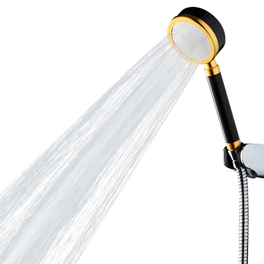 

Aluminum Black Handheld Shower Head Set with Stainless Steel Plating Pressure Boost Bathroom Shower Faucet Accessories Rainfall