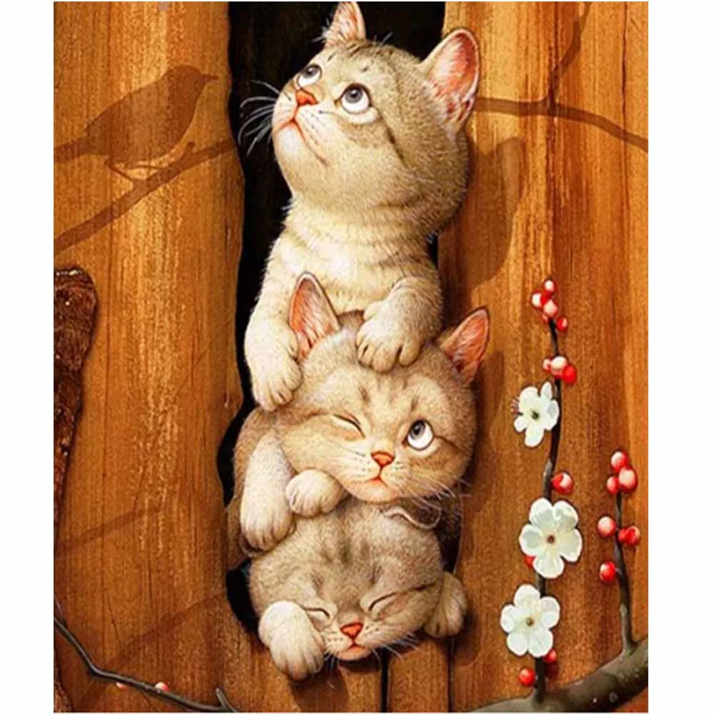 Кошки DIY Алмазная Картина кошки dimaond вышивка полная дрель кошка алмазная живопись мозаика полная круглая дрель