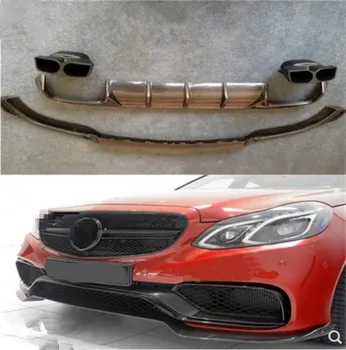

Carbon Finber FRONT Splitter LIP & 4 Outlet Rear Bumper Diffuser With Exhaust Tips For BENZ W212 E63 2014 2015 2016 2017