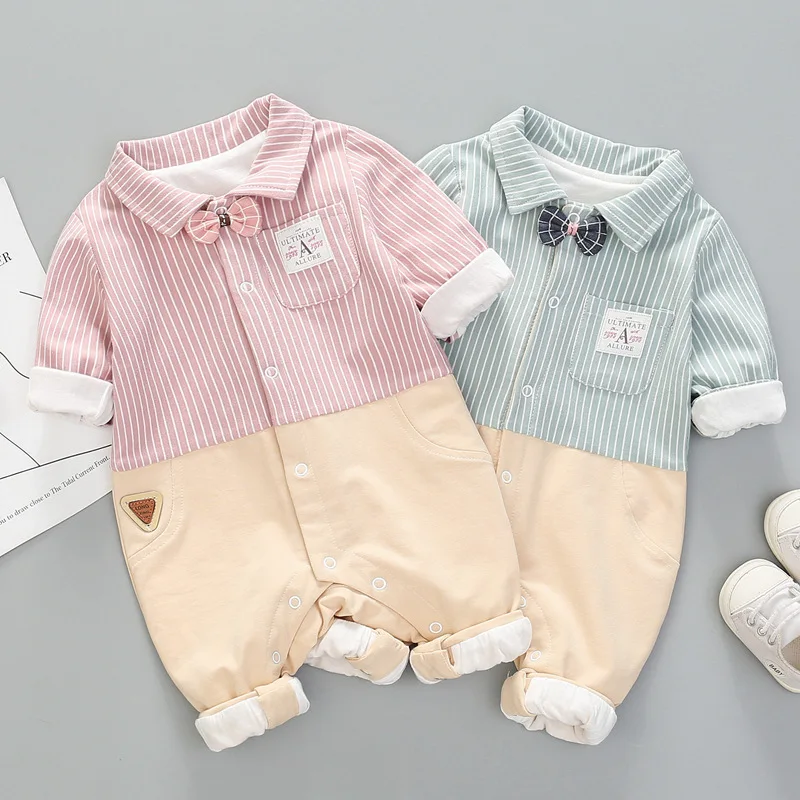 

2019 Autumn spring Baby Newborn rompers infant boys fashion cotton long sleeve jumpsuit toddler baby boys outing romper clothing