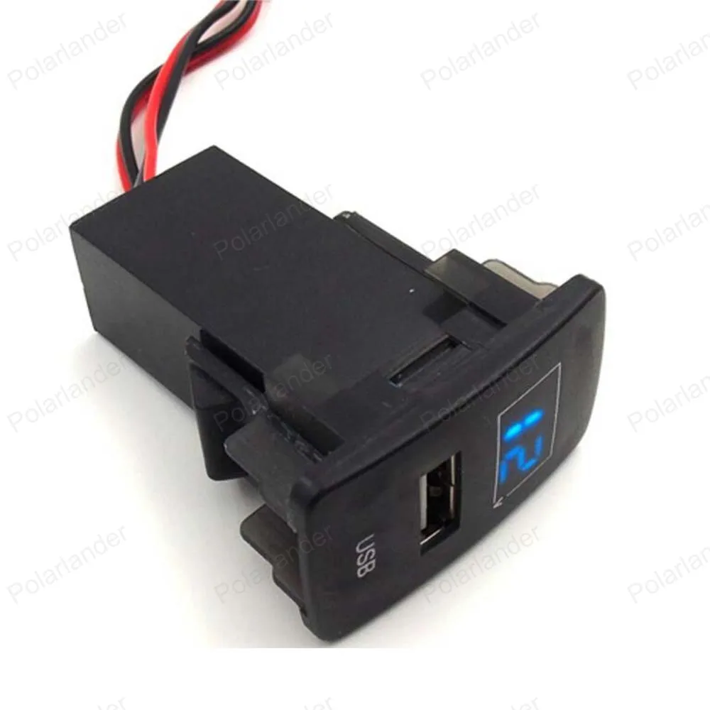 5V 2.1A Car USB Port Socket With LED Digital Voltmeter Cellphone