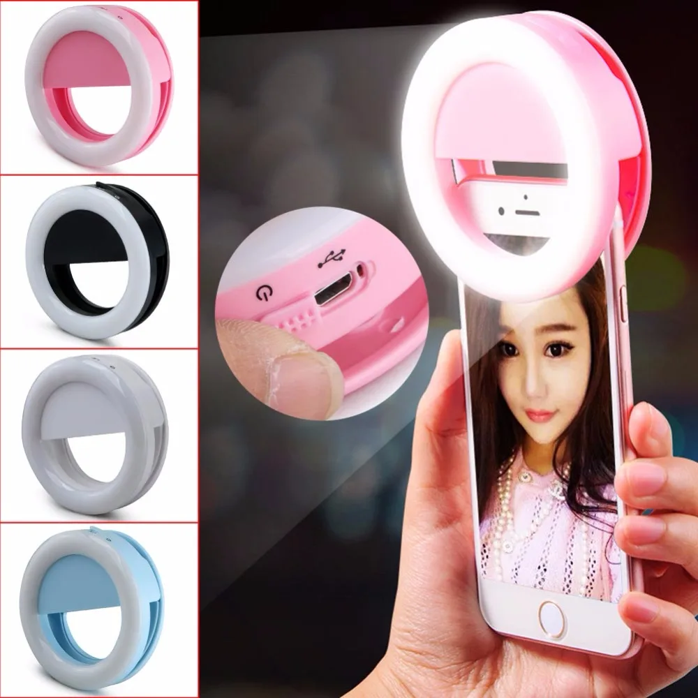 Rechargeable Portable 36 LED Clip Makeup Selfie Ring Flash Light Enhancing Photography Camera Phone Novelty Lighting