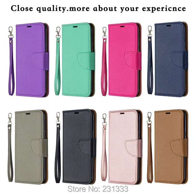 С-ку для Samsung Galaxy A20E A10E Nokia 3 2 кожаный чехол-бумажник с ремешком личи откидной Чехол