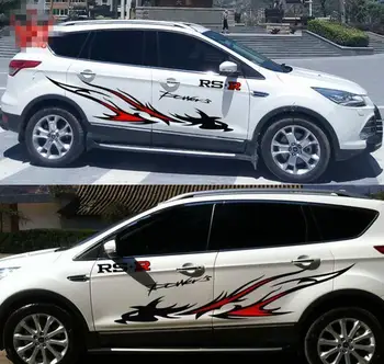 

Universal 1 Pair Car Stickers Whole Body 190cm Black+Red Flame Dragon Stripes Graphics Decor Vinyl Decals Car Styling Stickers f