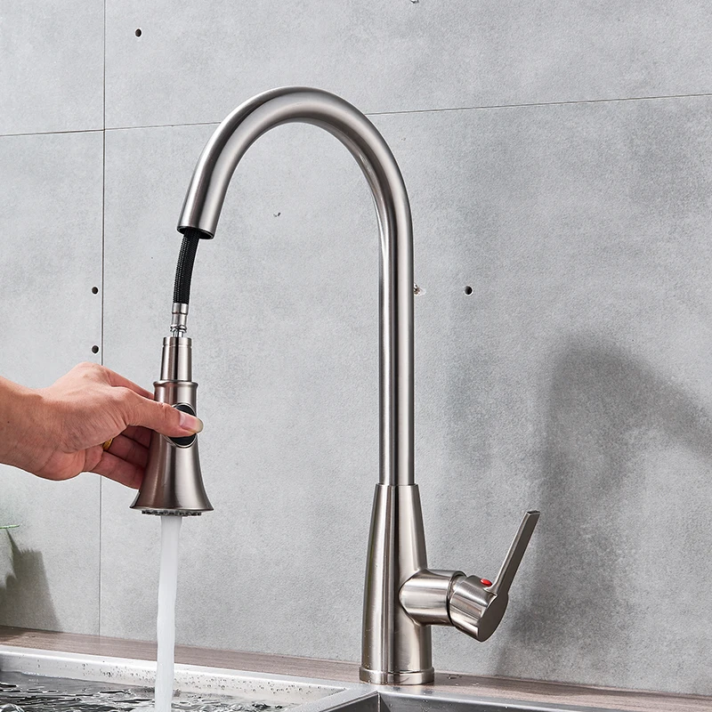 quyanre gappo wanfan brushed nickel sensor kitchen faucet touchless no touch sense kitchen faucet with pull out spray smart kitchen faucet3