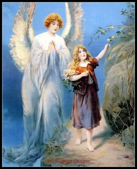 

Embroidery Counted Cross Stitch Kits Needlework - Crafts 14 ct DMC color DIY ART Handmade Decor - Guardian Angel Protects Child