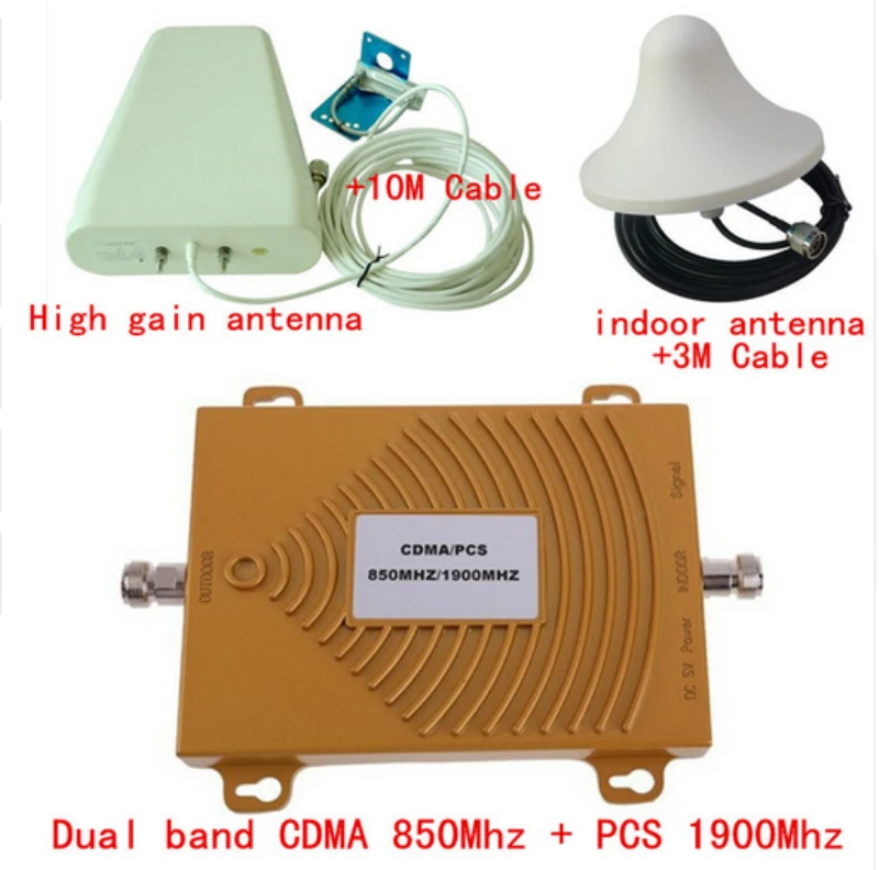 Dual Band Mobile Signal Booster 850MHz 1900MHz CDMA 3G PCS Signal