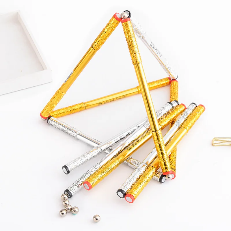 JOUDOO 12pcs Golden Cudgel Shape Fidget Gel Pen 0.5MM Black Ink