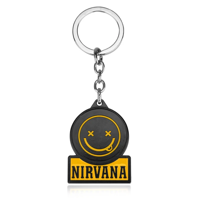 Grunge Rock Music Band NIRVANA Smiley Logo Metal Keychain alloy key