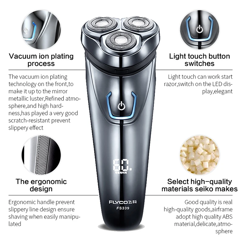  Flyco Shaving Machine Electric Shaver Electric Razor IPX7 Waterproof 1 Hour Charge Washable Recharg