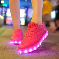 2019 модные женские туфли обувь, светящиеся кроссовки для обувь девочек розовый светящиеся спортивная обувь со светодиодный подсветкой