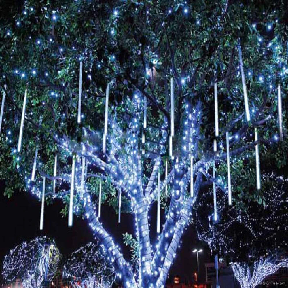 1*30cm 144 LED Lights Meteor Shower Rain 8 Tube Xmas Light Outdoor Tree C2G7 