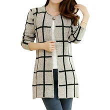 Свитера женские модные новые корейские клетчатые свободные большие размеры тонкие клетчатые вязанные кардиганы женские Vestidos LXJ253