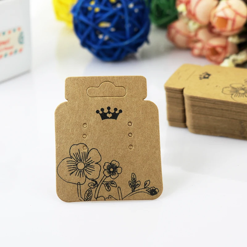 200 Pcs 4 3x5 2cm Brown Ear Hooks Earring Display Cards Kraft Paper 200 Pcs 4 3x5 2cm Brown Ear Hooks Earring Display Cards Kraft Paper Card Jewelry Price Tags In Packaging From