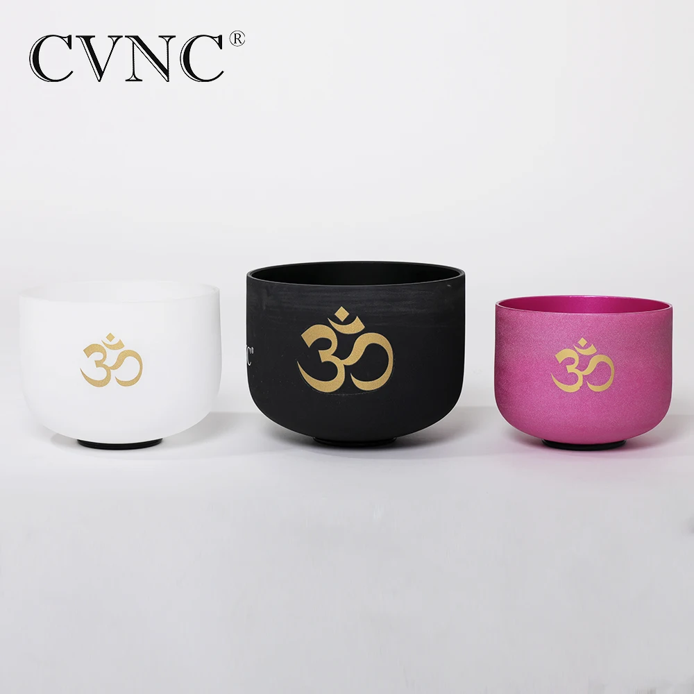 

CVNC Chakra set of 3PCS 6" 8" 10" Note E F B Frosted Quartz Crystal Singing Bowls