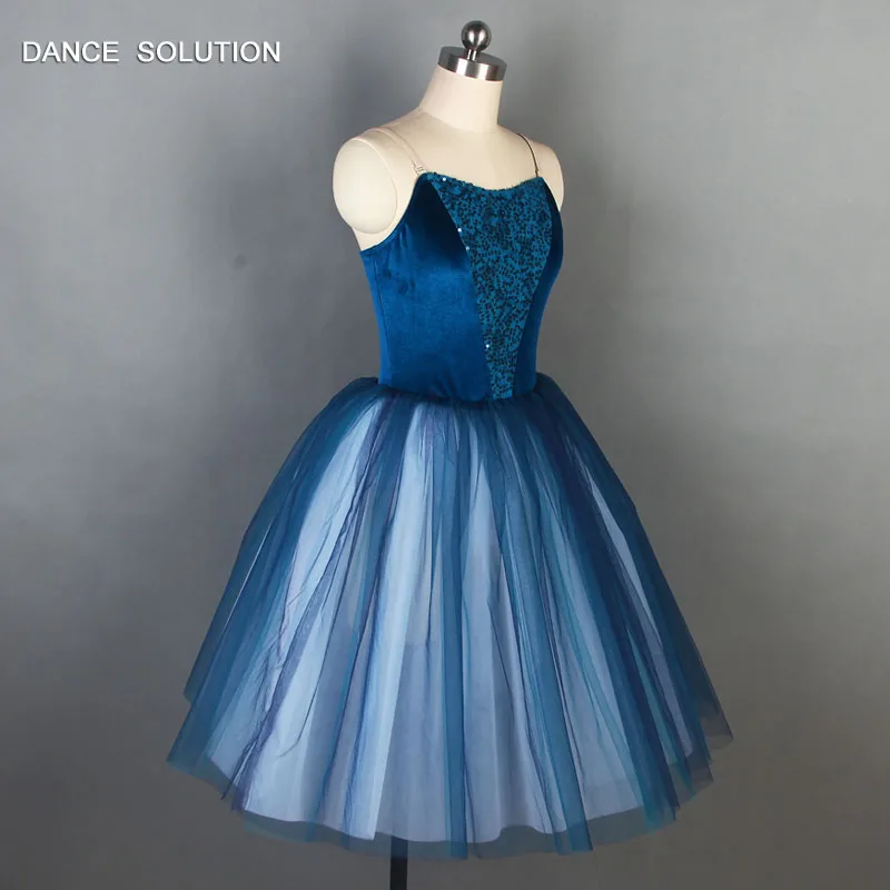 Темно-Синяя бархатная майка с блестками и тюлевым платьем для женщин и девочек сценические костюмы классическая балетная пачка 19336