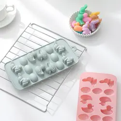 Лидер продаж пасхальное 14 отверстие яйцо кролик 3D форма силиконовые Форма для выпечки пирожных DIY инструмент для украшения торта