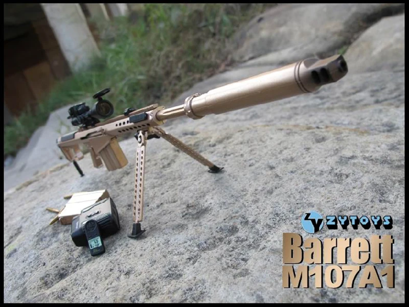 ZY TOYS 1/6 масштаб солдат приложение пистолет оружие Модель Барретт M107A1 снайперская винтовка Золотой глушитель модель для 12 дюймов фигурка