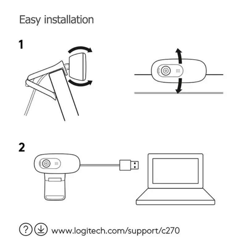 Веб-камера logitech C270/C270i широкоформатный 720p HD 1280*960 Встроенный микрофон Гибкая веб-камера Веб-камера для домашнего офиса Skype