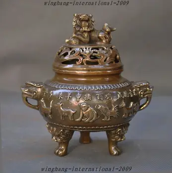 

Crafts statue Marked Old Chinese bronze 12 Zodiac year Animal Statue Incense burner Censer Halloween