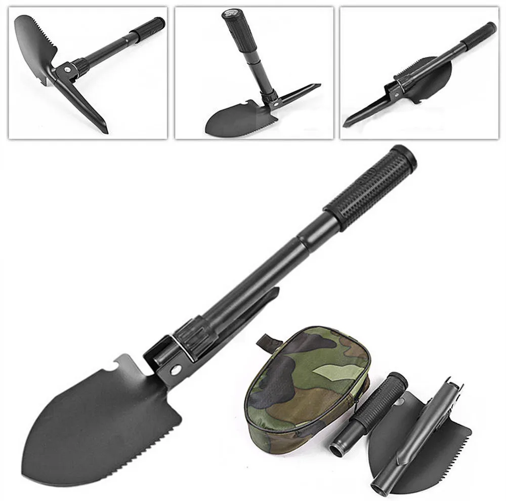 Multi function Camping Shovel Military Portable Folding shovel Survival Spade Trowel Dibble Pick Emergency font b