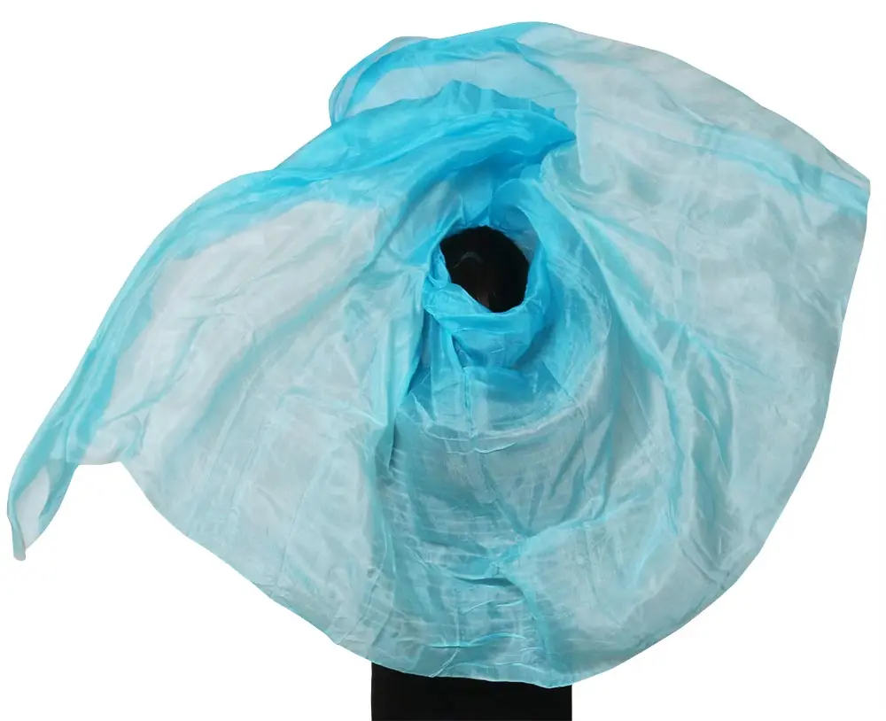 

New design 100% real silk belly dance veil, cheap dance veils,tari perut kostum veil wholesale 250*114m Turquoise+wihte 2 color