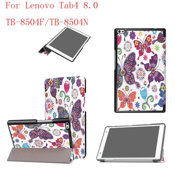 

Painting Leather Case Cover stand smart folio magnet case for Lenovo Tab4 8.0 TB-8504F/TB-8504N tablet case cover 10pcs/lot