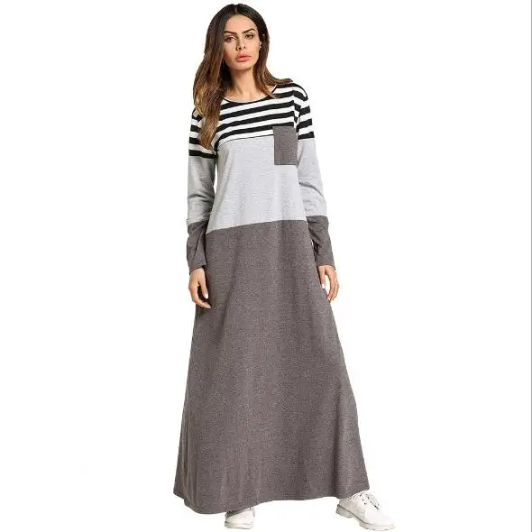 Мусульманское длинное платье в полоску Abaya кимоно туника свободный стиль Jubah Ramadan