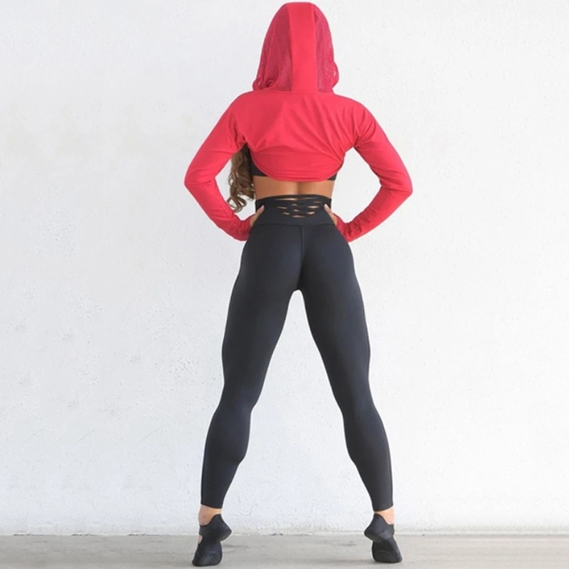 Ladies High Waist Women Leggings Fitness Breathable Push Up Leggings Women Quick Dry Bandage Hollow Casual Leggins
