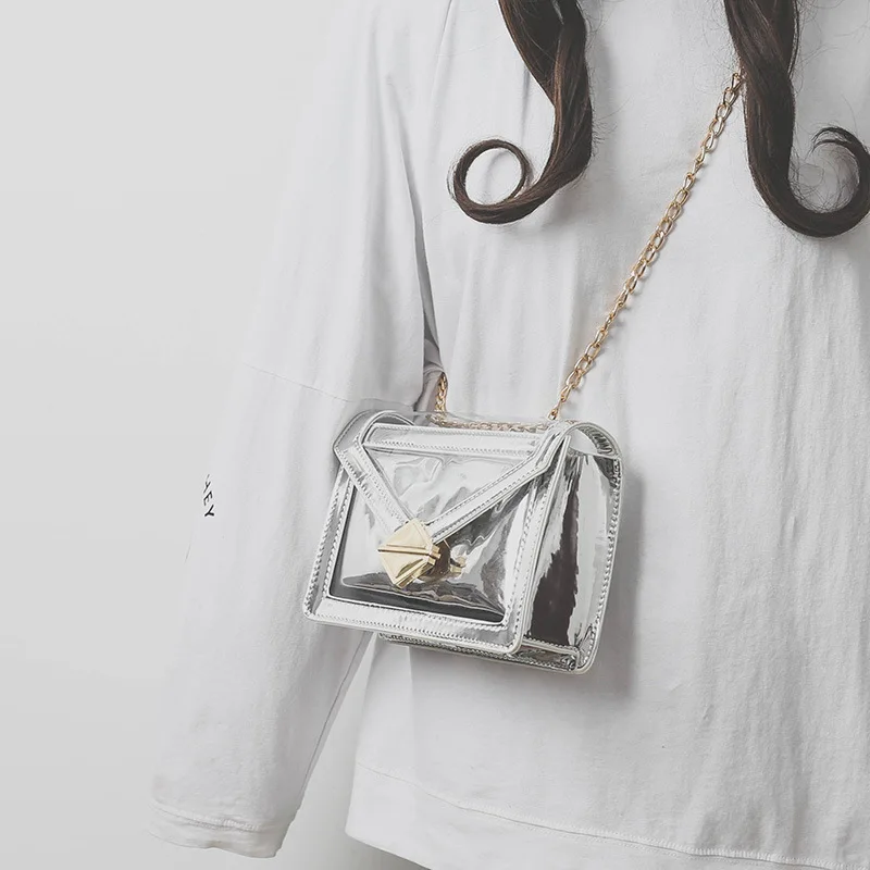 

2019 HOT Sale Women Transparent Bag PVC Jelly Bags Mini Messenger Shoulder Bag Clear Handbag Crossbody Chain Bags Sac Main Femme