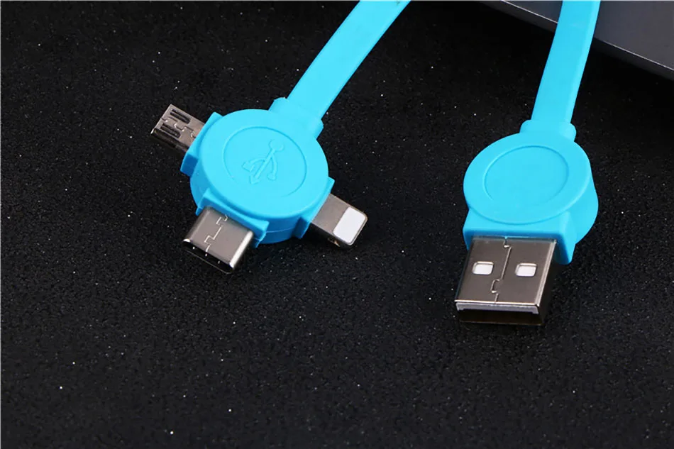 !ACCEZZ 3 in 1 Micro USB Type C 8 Pin Multi Charging Cable For iPhone X XR XS Max For Samsung Huawei Xiaomi Multi Charging Cable (13)