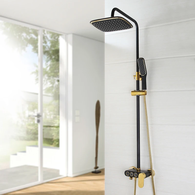 Classic Black Gold Shower Faucet Single Seat Double Control Ceramic