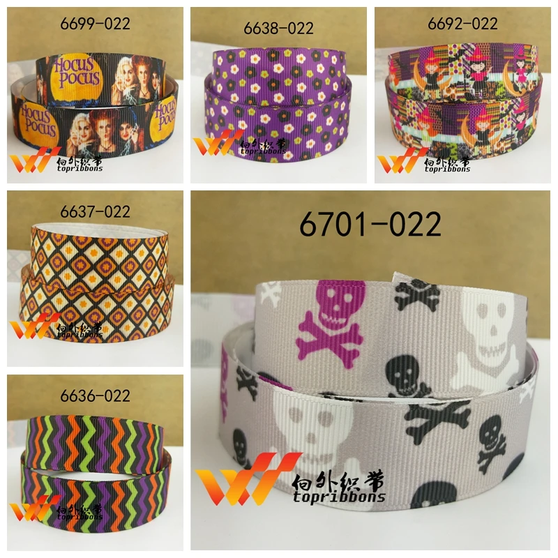 

Free shipping 50 yard per size halloween ribbon printed grosgrain ribbon 6701