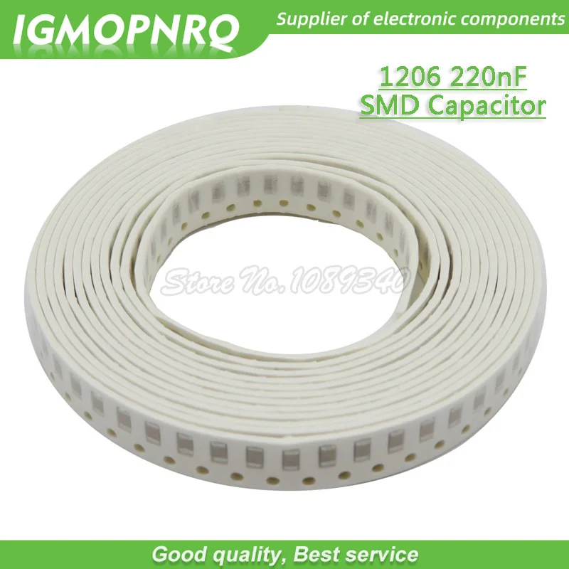 Конденсатор 1206 smd 220NF X5R погрешность 10/50 В мкФ 224 емкость IGMOPNRQ 100 шт.|Конденсаторы| |