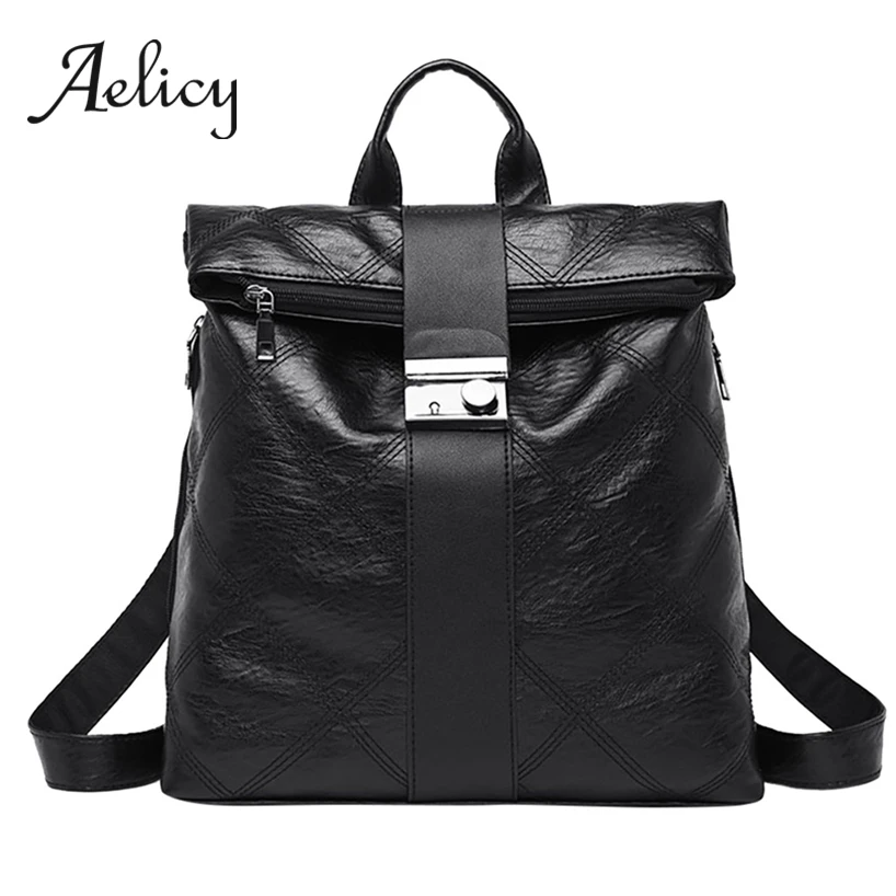

Aelicy New Fashion Backpack Women High Quality Leather Waterproof School Bag Lady Wild Leisure Travel Student Shoulder Backpacks