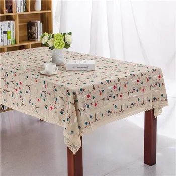 

European small iron tower cotton and linen printing Tablecloth tea table refrigerator dust cover home decoration cloth oblong