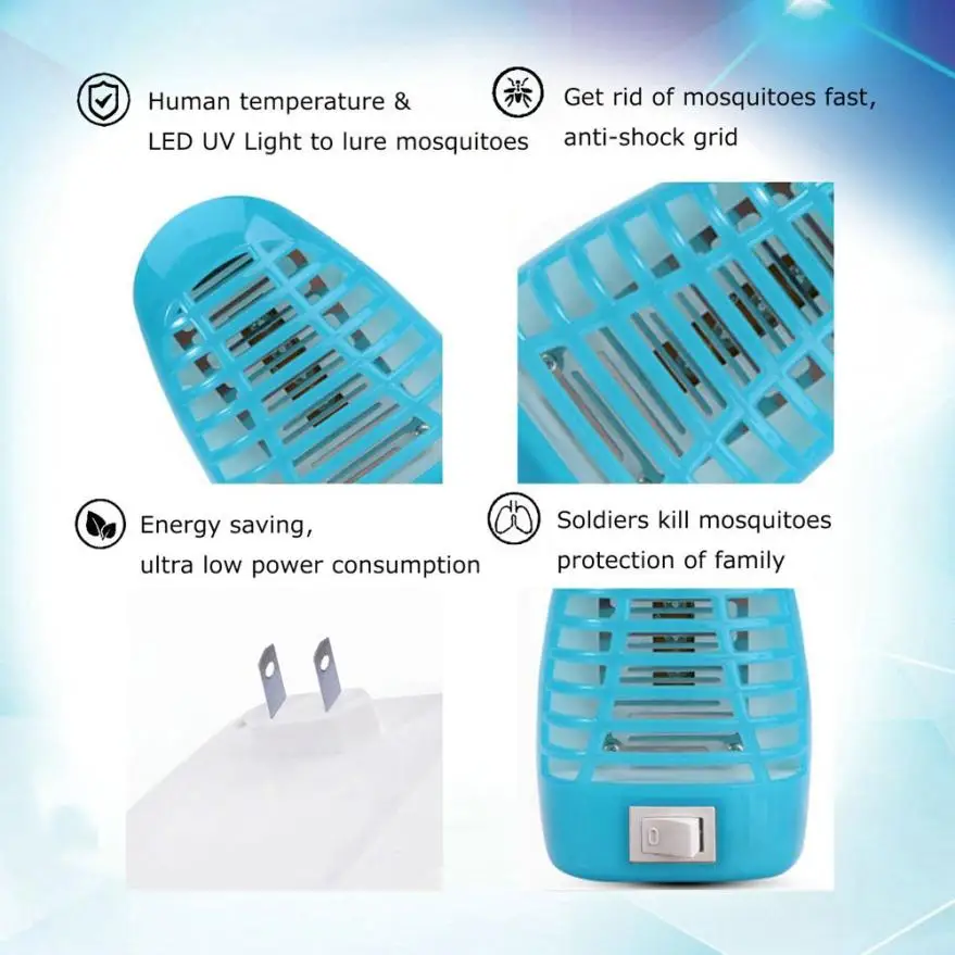 Комаров убийца 3 шт. светодиодный электрическая розетка комары мухи Жук Насекомое ловушка уничтожитель ночника огни США Вилки Прямая поставка 18may27