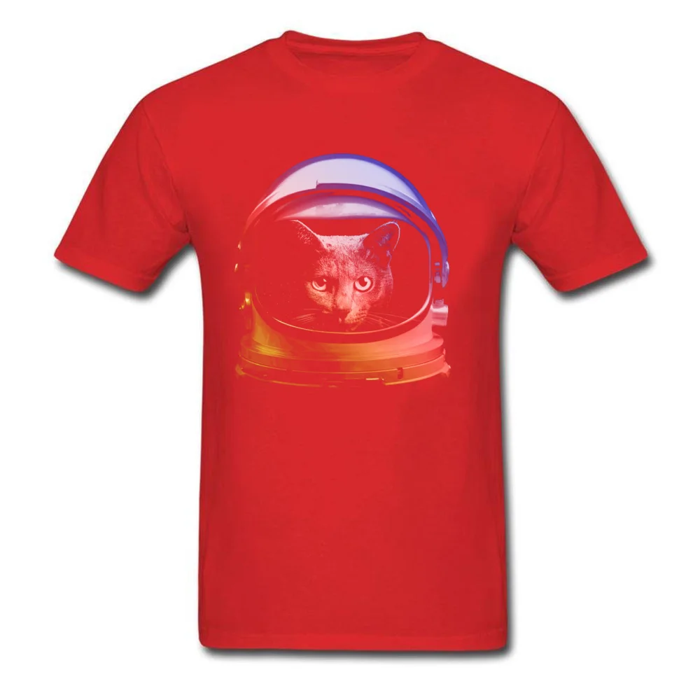 Company My Cat is Astronaut Casual T-shirts Round Neck 100% Cotton Fabric Men Tops Shirts Short Sleeve Tee Shirt Labor Day My Cat is Astronaut red