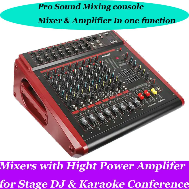 Professional 8CH USB Sound Mixing Console 2800W High Power Amplifier Mixer In one function professional audio sound mixer depusheng dt8 8 12 channel bluetooth usb 48v phantom mixing console for pc dj amplifier karaoke