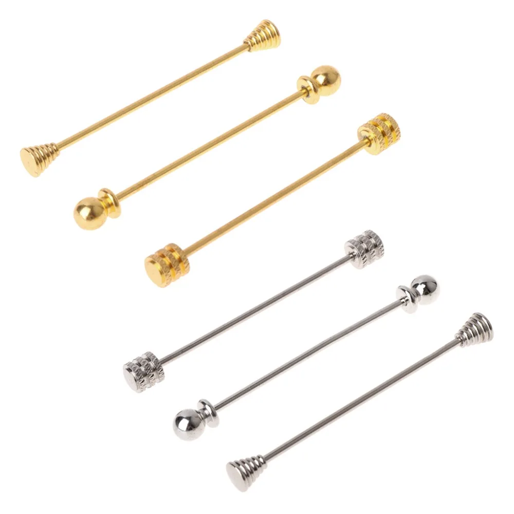 

JAVRICK 3Pcs Trendy Tie Pins Barbell Shirt Neck Gold Silver Clip Brooch Stick Accessories Gift For Men