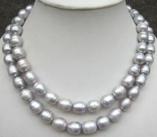 

FREE SHIPPING>>>@@ > Hot sale new Style >>>>>natural AAA 11-13mm silver Grey pearl necklace 32