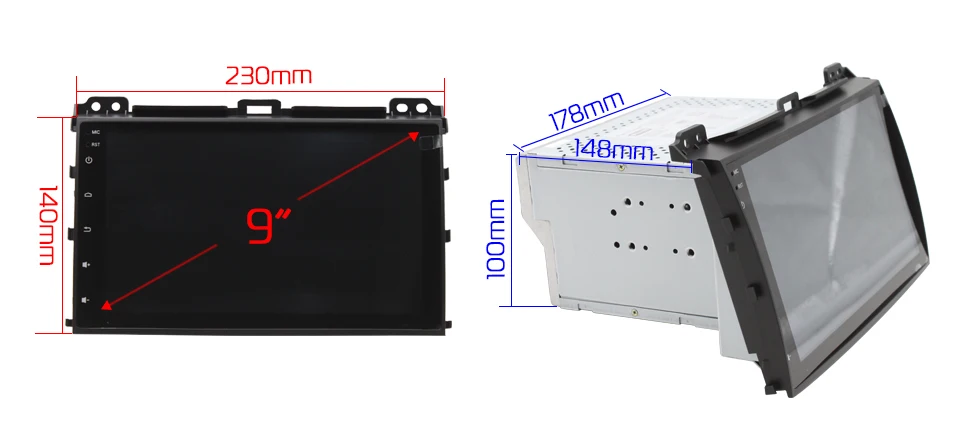 Best MARUBOX 9A107DT3 Car Multimedia Player for Toyota Prado 120 Land Cruiser 120,2002-2009,Quad Core, Android 7.1, RAM 2GB,ROM 32GB 12