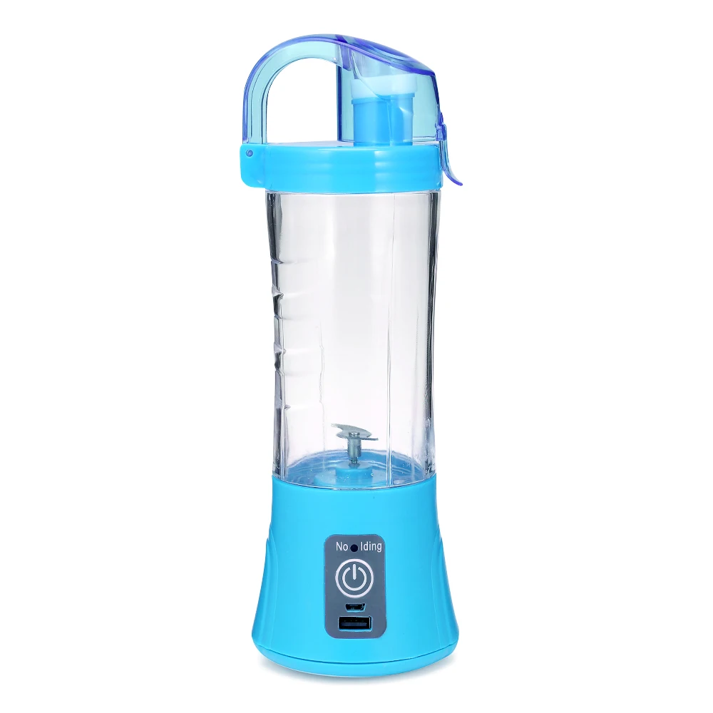 Электрическая портативная соковыжималка, чашка для фруктов, овощей, миксер для сока, ручные соковыжималки, блендер, USB перезаряжаемая бутылка для воды - Цвет: Deep Sky Blue