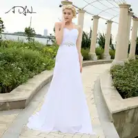 ADLN Echt Modell Strand Hochzeit Kleid Schatz Faltet Kristall Gürtel Chiffon Hochzeit Kleider Plus Größe robe de mariee Spitze- up Zurück
