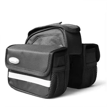 

High Quality Cycling Bike Front Frame Bag Double Pouch Bicycle Bag Reflector Big Capacity MTP Quakeproof Accessories Riding Bag