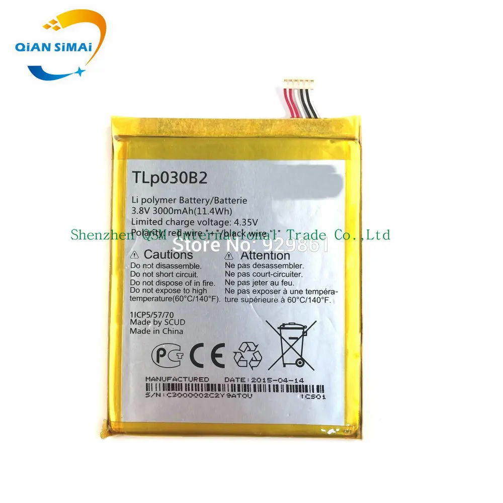 

100% high quality TLp030B2 TLp030B1 battery For Alcatel One Touch Pop S7 OT 7045 7045Y Vodafone phone +track code